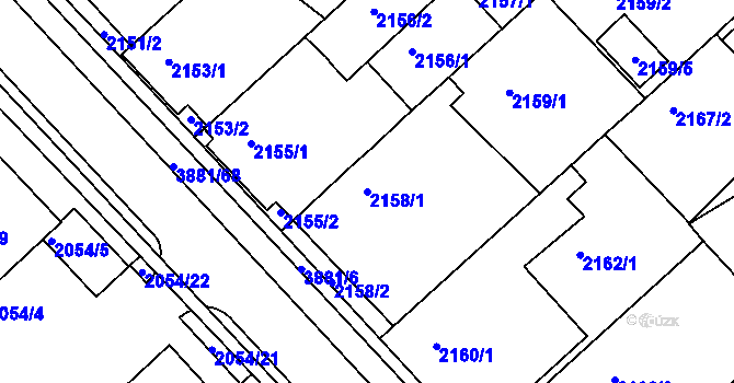 Parcela st. 2158/1 v KÚ Turnov, Katastrální mapa