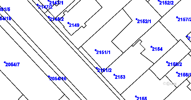 Parcela st. 2151/1 v KÚ Turnov, Katastrální mapa