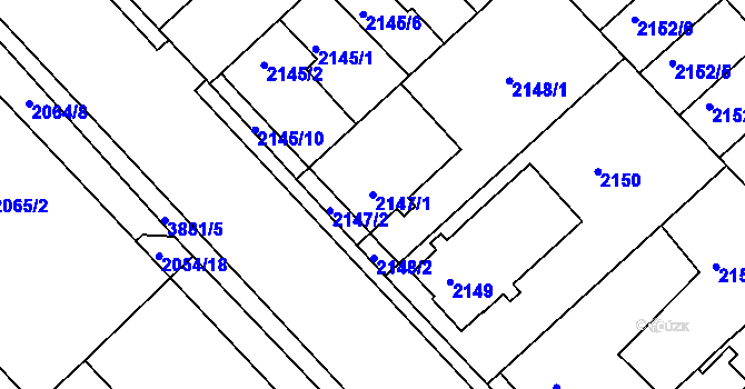 Parcela st. 2147/1 v KÚ Turnov, Katastrální mapa