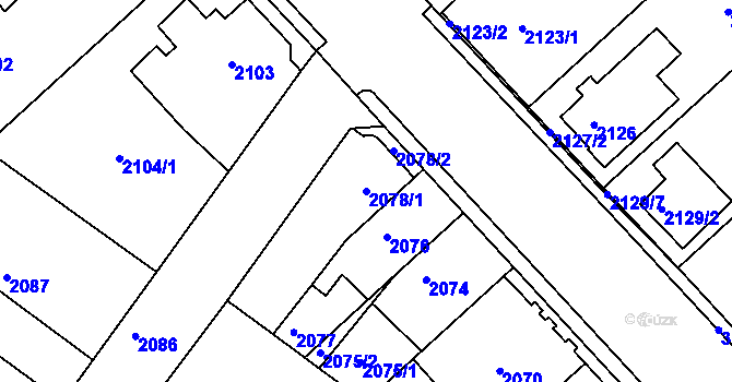 Parcela st. 2078/1 v KÚ Turnov, Katastrální mapa