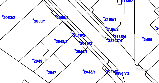 Parcela st. 2046/2 v KÚ Turnov, Katastrální mapa