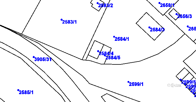 Parcela st. 2584/4 v KÚ Turnov, Katastrální mapa