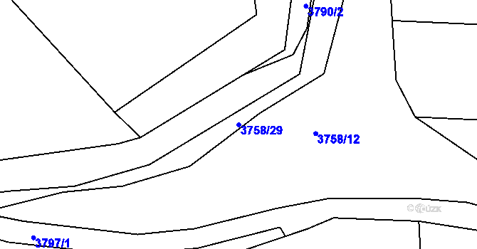 Parcela st. 3758/29 v KÚ Turnov, Katastrální mapa