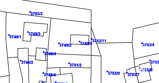 Parcela st. 3749/5 v KÚ Turnov, Katastrální mapa