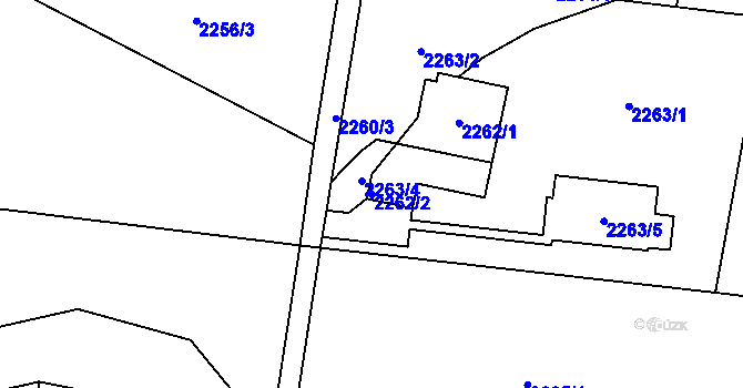 Parcela st. 2262/2 v KÚ Turnov, Katastrální mapa