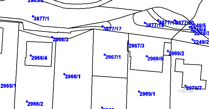 Parcela st. 2967/1 v KÚ Turnov, Katastrální mapa