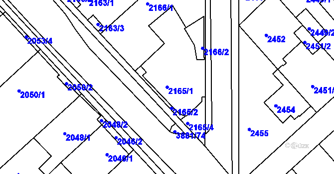 Parcela st. 2165/1 v KÚ Turnov, Katastrální mapa