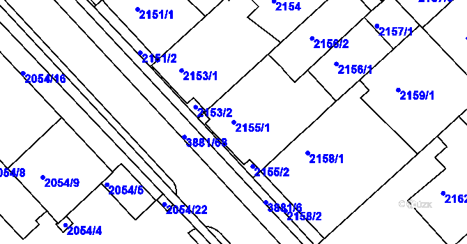 Parcela st. 2155/1 v KÚ Turnov, Katastrální mapa