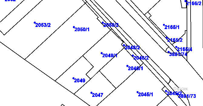 Parcela st. 2048/1 v KÚ Turnov, Katastrální mapa
