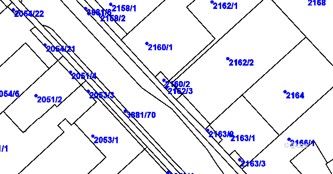 Parcela st. 2162/3 v KÚ Turnov, Katastrální mapa