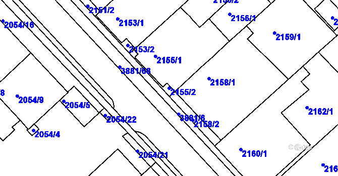 Parcela st. 2155/2 v KÚ Turnov, Katastrální mapa
