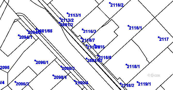 Parcela st. 2116/8 v KÚ Turnov, Katastrální mapa