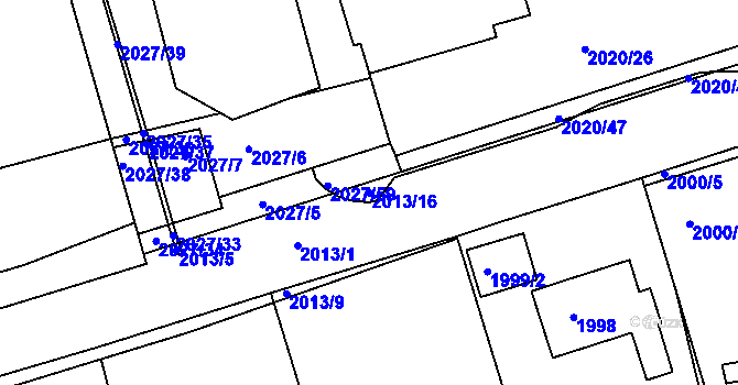 Parcela st. 2013/16 v KÚ Turnov, Katastrální mapa