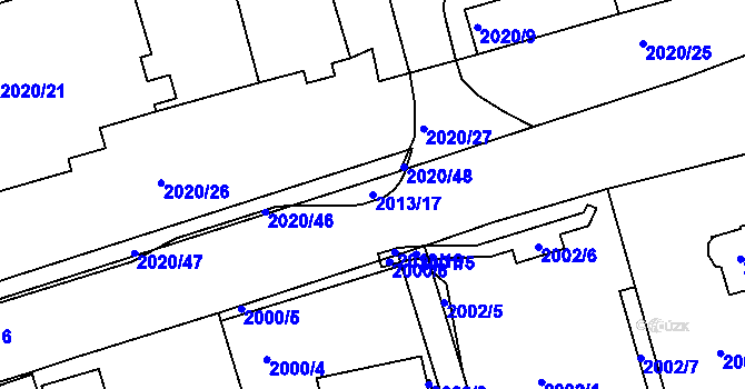 Parcela st. 2013/17 v KÚ Turnov, Katastrální mapa