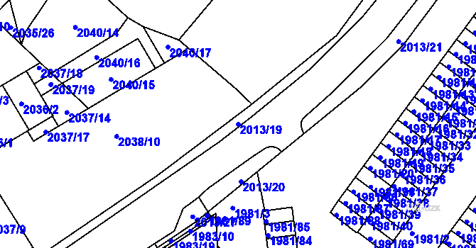 Parcela st. 2013/19 v KÚ Turnov, Katastrální mapa