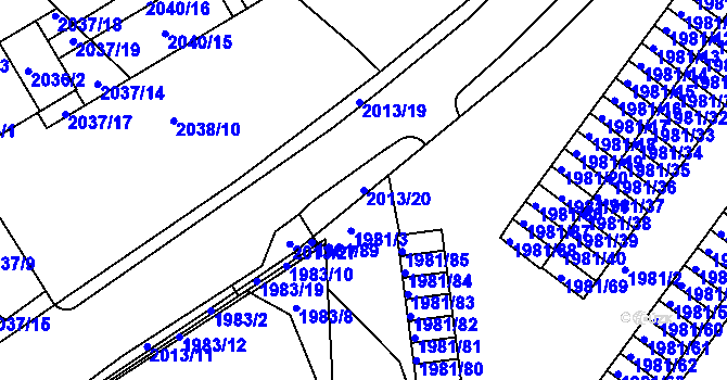 Parcela st. 2013/20 v KÚ Turnov, Katastrální mapa