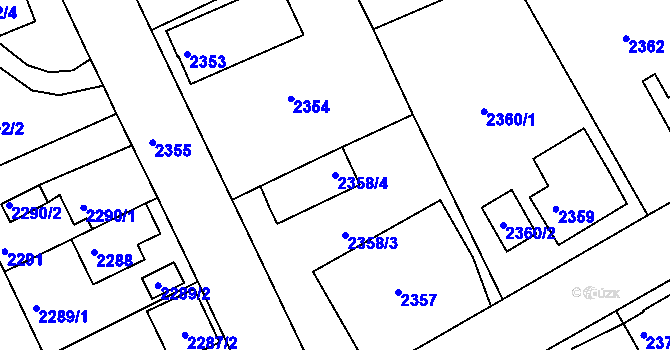 Parcela st. 2358/4 v KÚ Turnov, Katastrální mapa