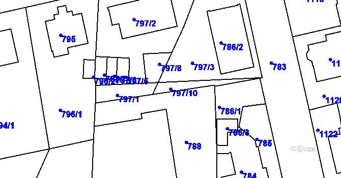 Parcela st. 797/10 v KÚ Turnov, Katastrální mapa