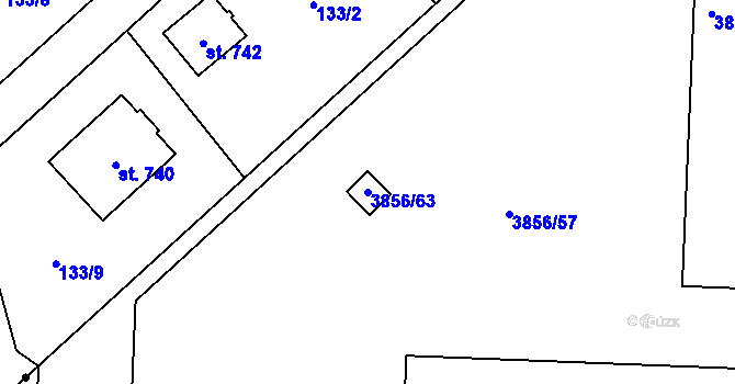 Parcela st. 3856/63 v KÚ Turnov, Katastrální mapa