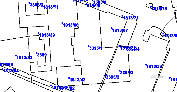 Parcela st. 3395/1 v KÚ Turnov, Katastrální mapa