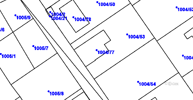 Parcela st. 1004/77 v KÚ Turnov, Katastrální mapa