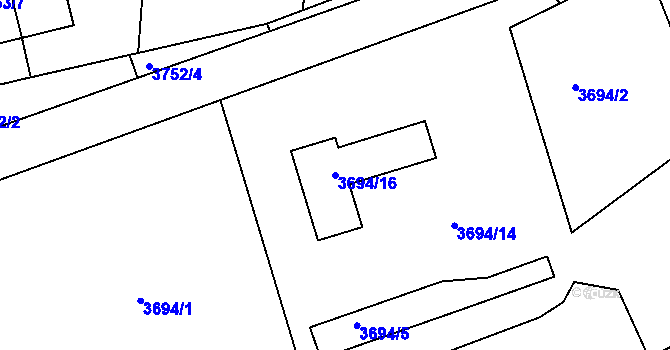 Parcela st. 3694/16 v KÚ Turnov, Katastrální mapa