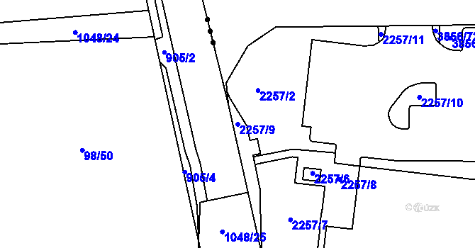 Parcela st. 2257/9 v KÚ Turnov, Katastrální mapa
