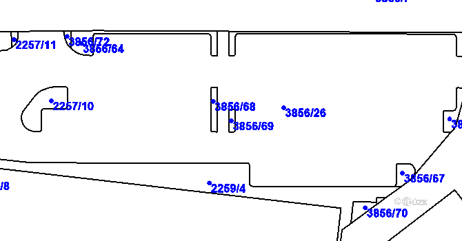Parcela st. 3856/69 v KÚ Turnov, Katastrální mapa