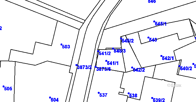 Parcela st. 541/2 v KÚ Turnov, Katastrální mapa