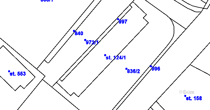 Parcela st. 124/1 v KÚ Daliměřice, Katastrální mapa