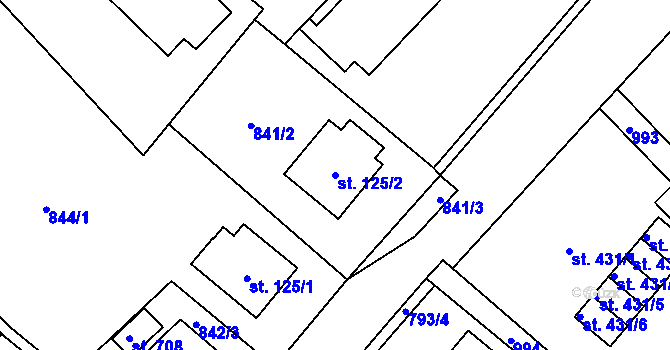 Parcela st. 125/2 v KÚ Daliměřice, Katastrální mapa