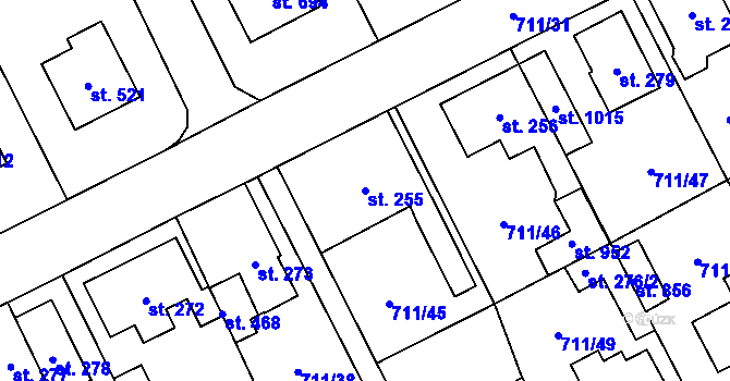 Parcela st. 255 v KÚ Daliměřice, Katastrální mapa