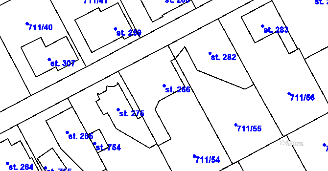 Parcela st. 266 v KÚ Daliměřice, Katastrální mapa