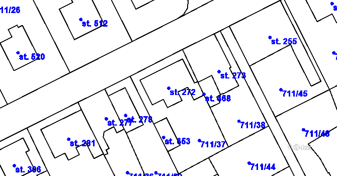 Parcela st. 272 v KÚ Daliměřice, Katastrální mapa