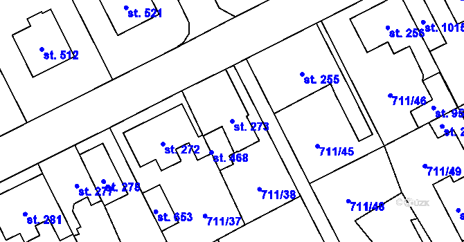 Parcela st. 273 v KÚ Daliměřice, Katastrální mapa