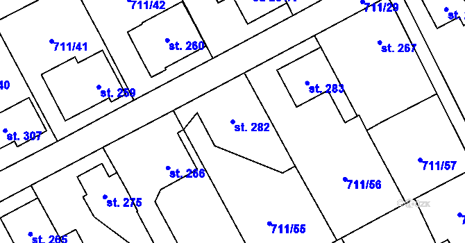 Parcela st. 282 v KÚ Daliměřice, Katastrální mapa