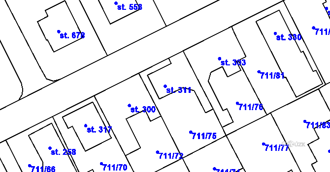 Parcela st. 311 v KÚ Daliměřice, Katastrální mapa