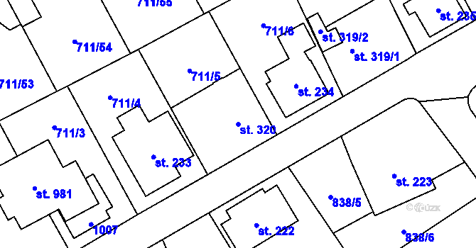 Parcela st. 320 v KÚ Daliměřice, Katastrální mapa