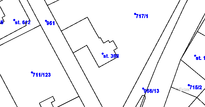 Parcela st. 398 v KÚ Daliměřice, Katastrální mapa