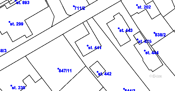Parcela st. 441 v KÚ Daliměřice, Katastrální mapa
