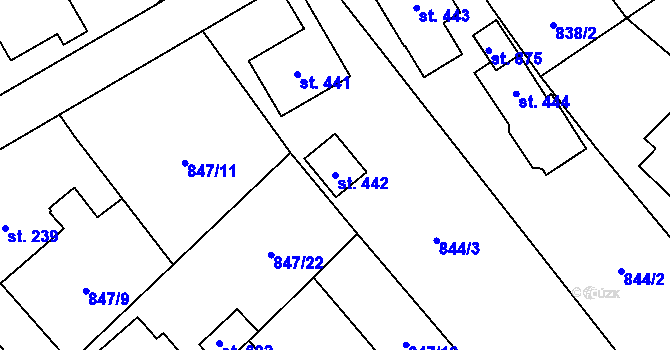 Parcela st. 442 v KÚ Daliměřice, Katastrální mapa