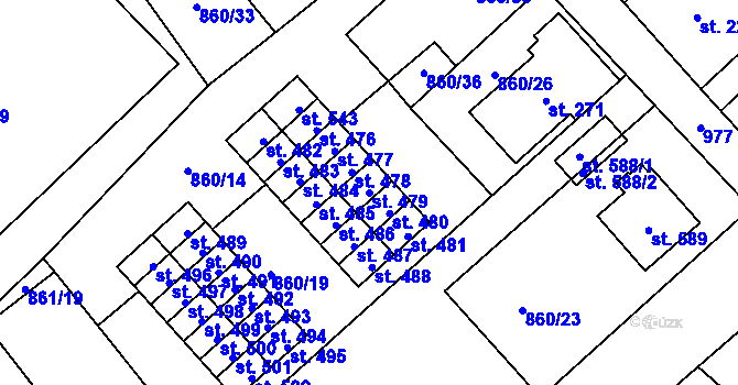 Parcela st. 479 v KÚ Daliměřice, Katastrální mapa
