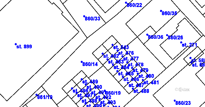Parcela st. 482 v KÚ Daliměřice, Katastrální mapa