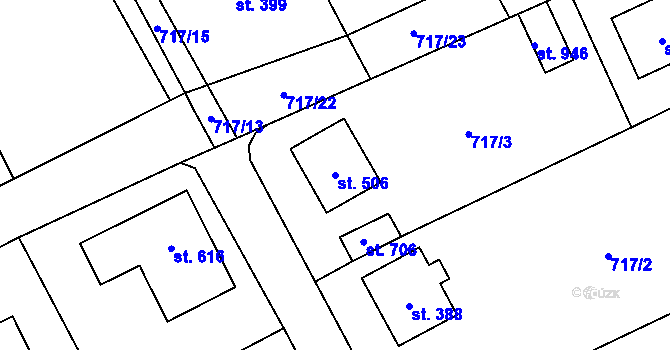 Parcela st. 506 v KÚ Daliměřice, Katastrální mapa