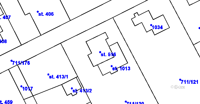 Parcela st. 516 v KÚ Daliměřice, Katastrální mapa