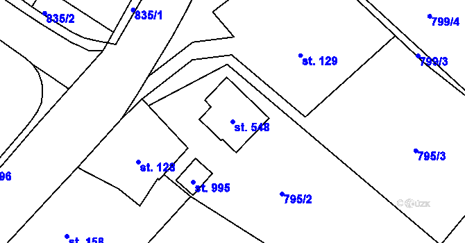 Parcela st. 548 v KÚ Daliměřice, Katastrální mapa