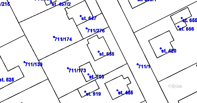 Parcela st. 555 v KÚ Daliměřice, Katastrální mapa