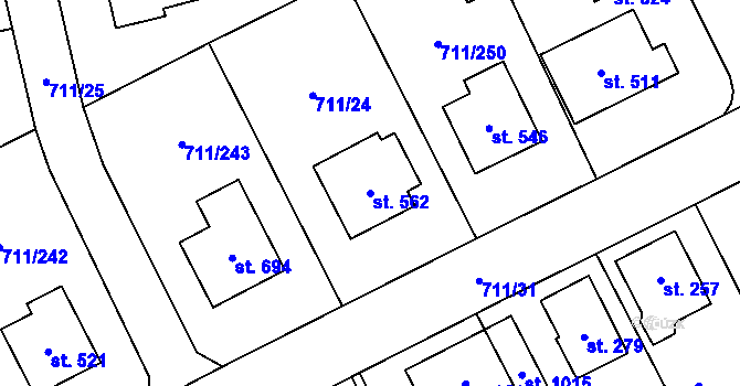 Parcela st. 562 v KÚ Daliměřice, Katastrální mapa