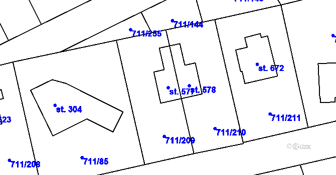 Parcela st. 577 v KÚ Daliměřice, Katastrální mapa