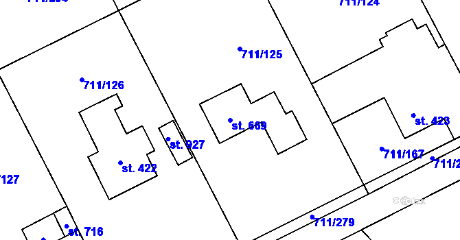 Parcela st. 669 v KÚ Daliměřice, Katastrální mapa